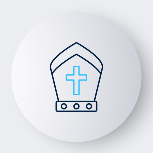 线条教皇帽子图标孤立的白色背景图片下载