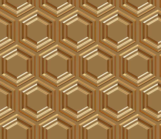 金色六边形抽象背景。几何无缝模式。3 d演示。图片下载