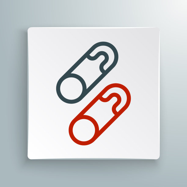 线经典封闭钢制安全别针图标隔离图片下载