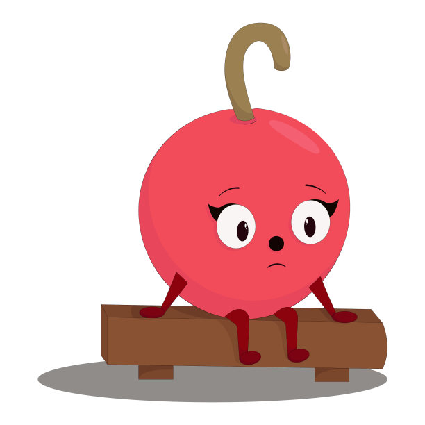 一个非常伤心的樱桃坐在垃圾上图片下载