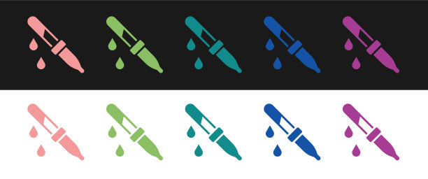 设置移液器图标隔离在黑色和白色图片下载