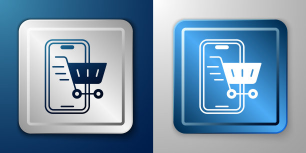 白色手机和购物车图标隔离图片下载