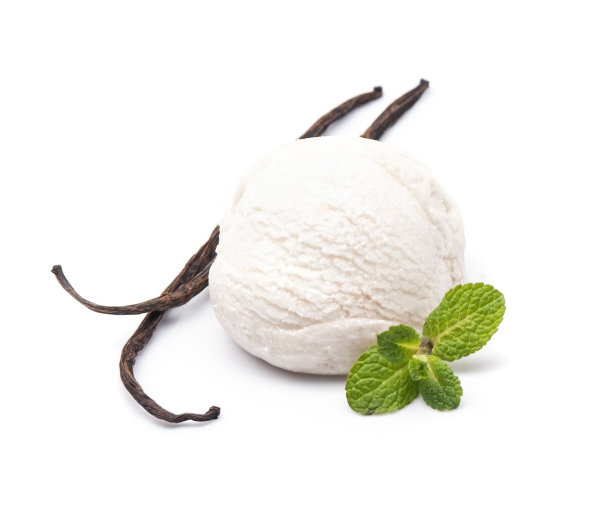 带香草棒的香草冰淇淋球图片下载