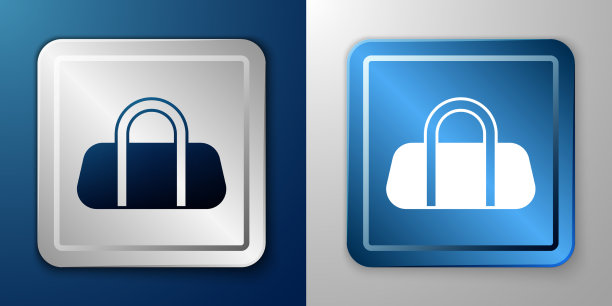 白色运动包图标孤立的蓝色和灰色图片下载