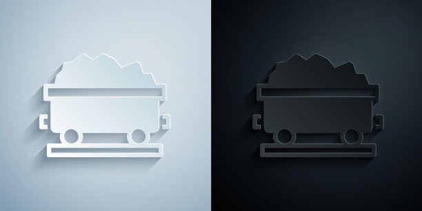 剪纸煤火车货车图标孤立在灰色上图片下载