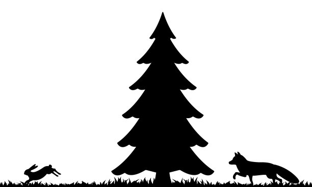 狐狸和野兔的剪影图片下载