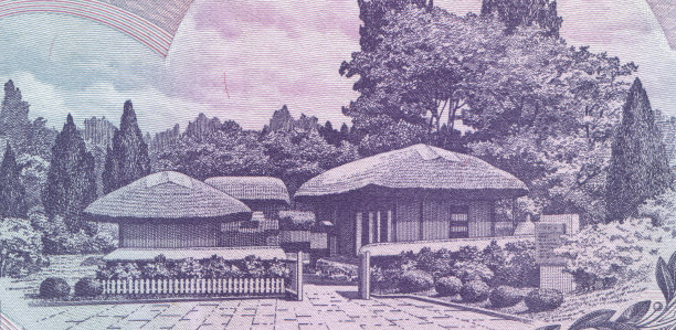 朝鲜钞票万景台图案设计图片下载