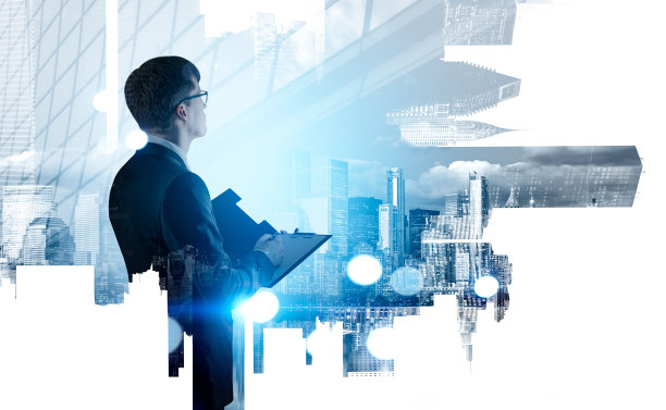 穿着正装的商人在纽约和新加坡观看比赛图片下载