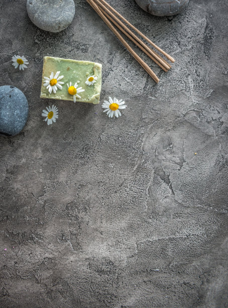 热按摩石，沐浴皂，俯视图，空间图片下载