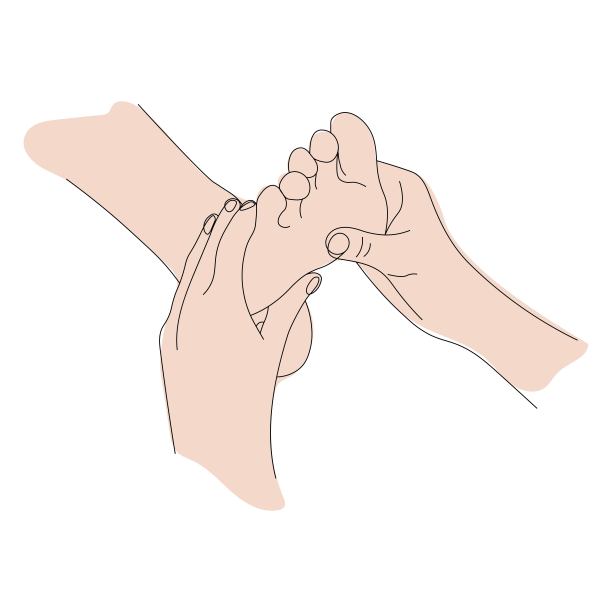足底按摩动作，足底按摩基本动作，足底健康水疗的矢量插图图片下载
