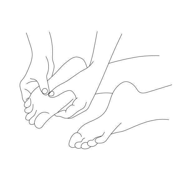 足底按摩时的轮廓运动，足底按摩的基本动作，足底健康水疗的矢量插图图片下载