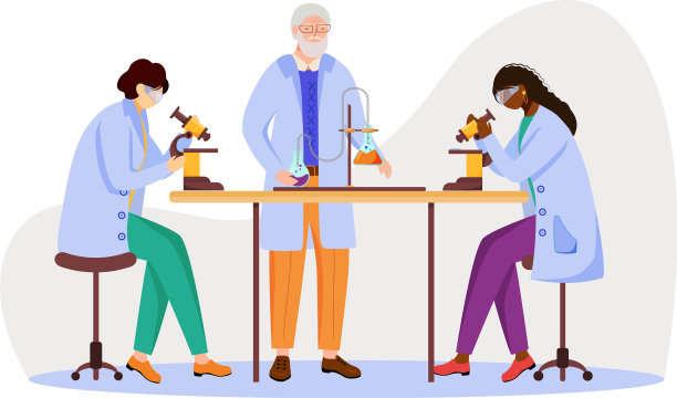 理科生和穿着实验室大褂的教授图片下载