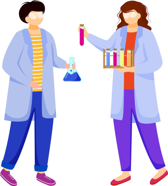 穿着实验室大褂的科学家们平着身子研究医学图片下载