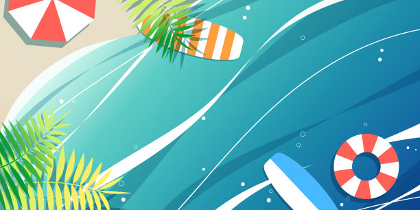 美丽的大海和沙滩的插图图片下载