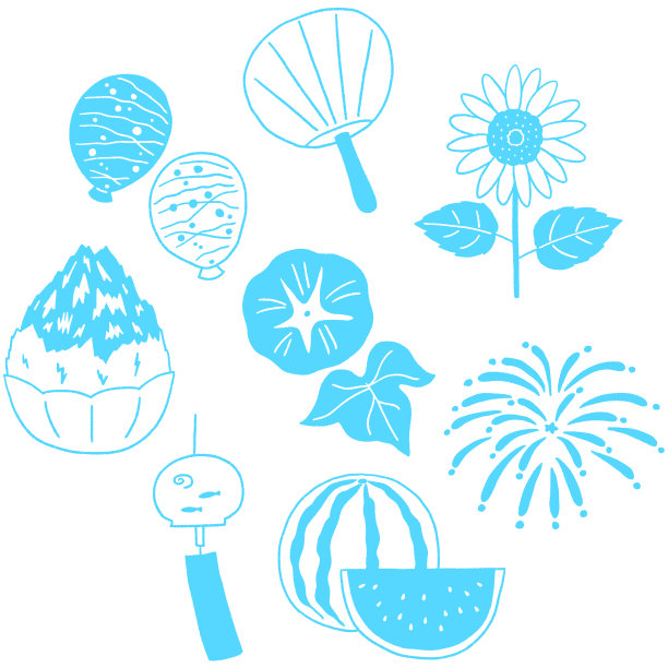 日本暑假项目矢量插图图片下载