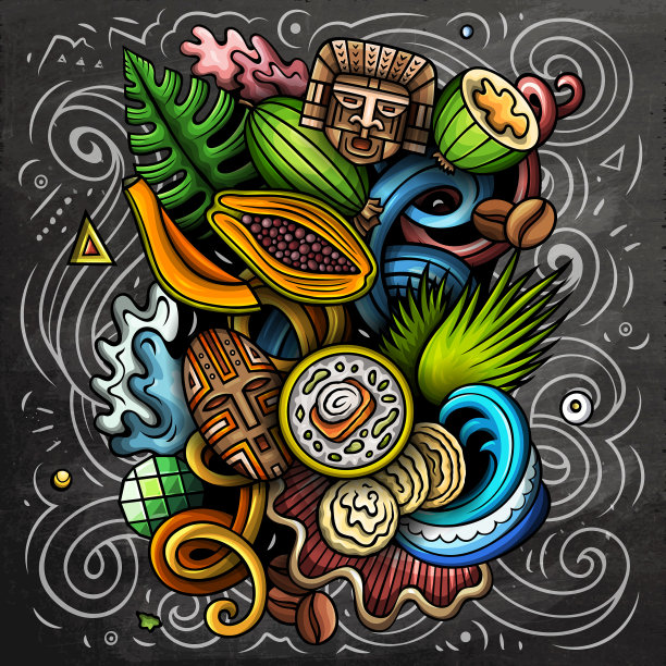 哥伦比亚卡通涂鸦黑板图片下载