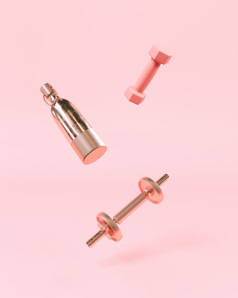 设置健身和健身房在粉彩背景。肌肉运动、健美、健身和饮食的概念。图片下载