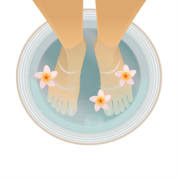 美丽的女性腿在盆地上的白色背景。脚盆,温暖。矢量插图EPS 10图片下载