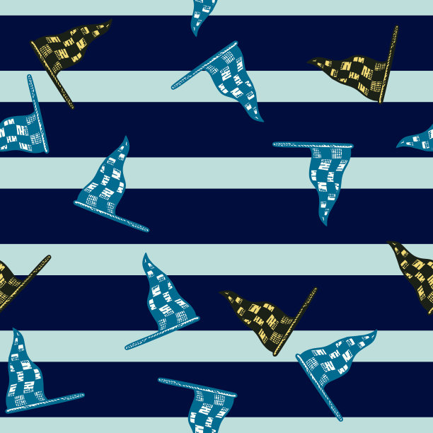 种族旗帜无缝图案草图。复古运动元素驱动手绘风格。图片下载