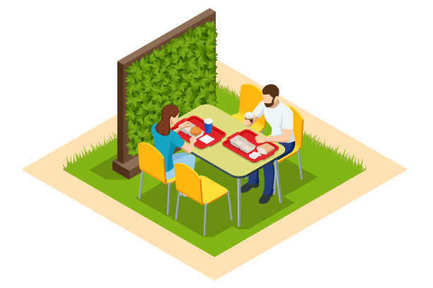 等距快餐广场，餐厅内部，餐饮，购物中心图片下载