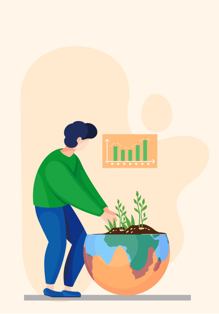 改变气候工厂向量。一个人手里捧着一颗嫩芽，呵护着大自然的纯洁图片下载