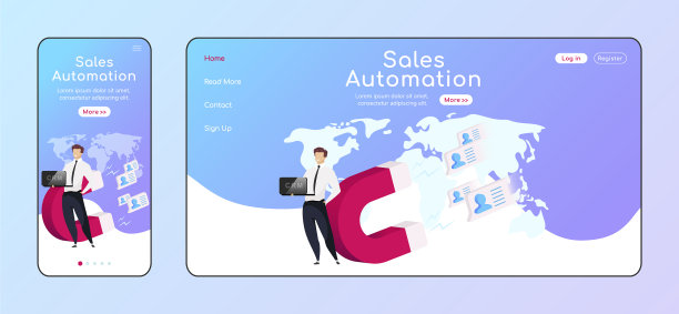 销售自动化自适应登陆页颜色平坦图片下载