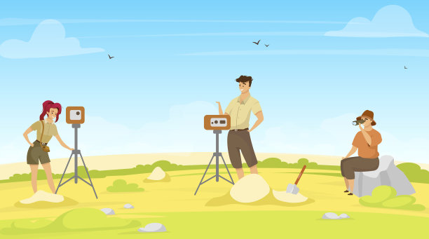 野外调查扁平学考察队图片下载