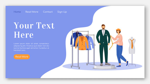 时装设计师登陆页平面颜色模板图片下载
