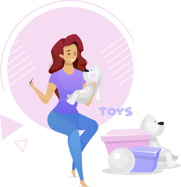 妇女制作毛绒玩具平色女性图片下载
