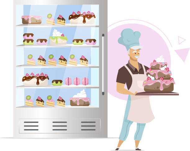 糖果店展示平面彩色面包师图片下载
