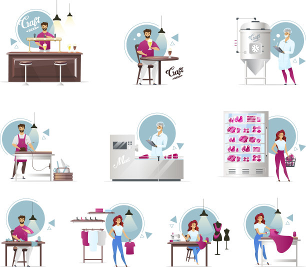 精酿啤酒和肉类生产的平板家具图片下载