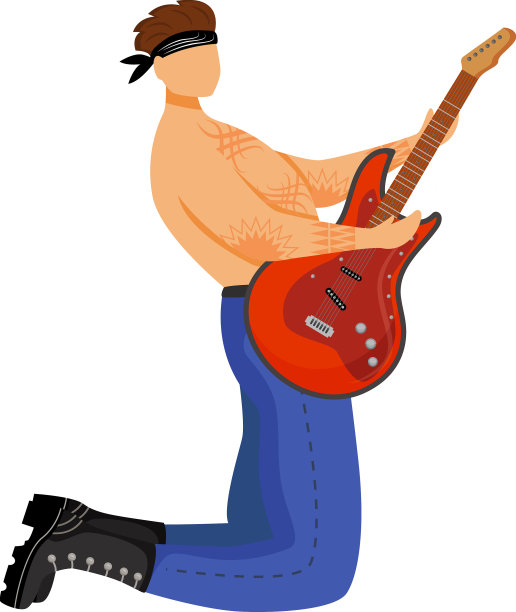 吉他手平彩色吉他手站图片下载