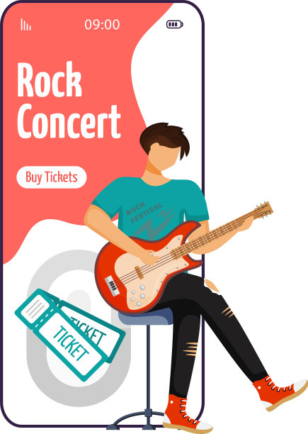 摇滚音乐会卡通智能手机应用程序屏幕图片下载