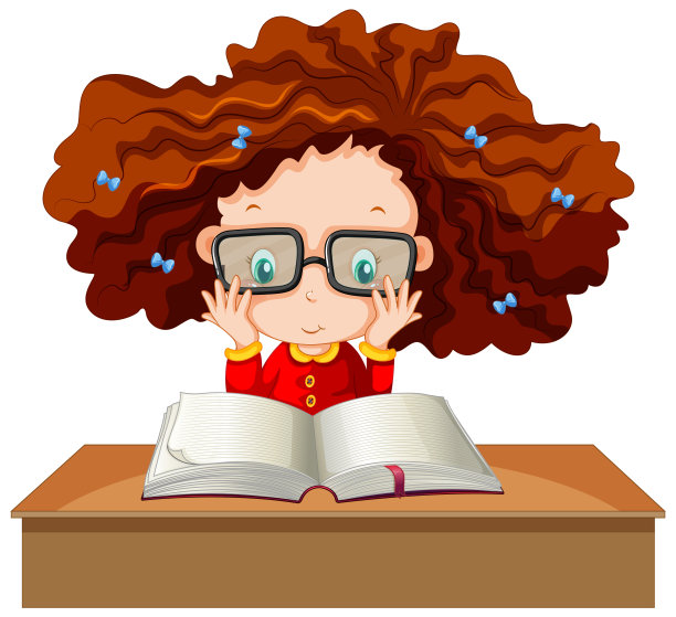 一个女孩正在看白底的书图片下载