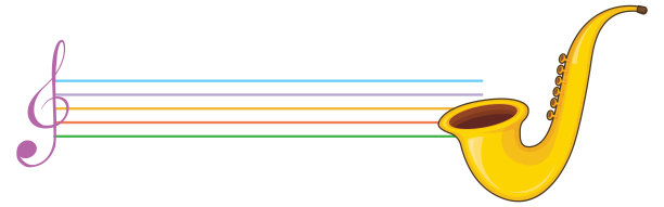 白底有音符的萨克斯风图片下载