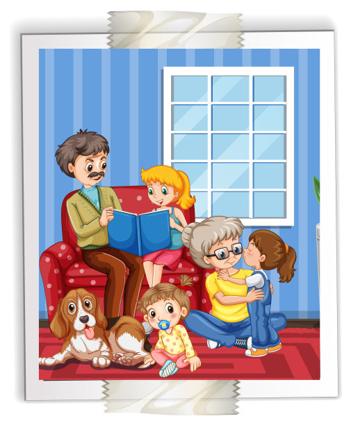 一张白色背景的全家福图片下载