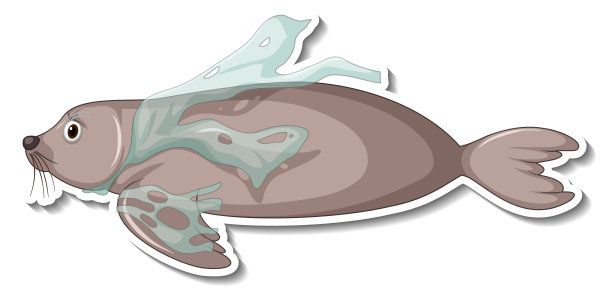 密封贴在白色背景的塑料垃圾上图片下载