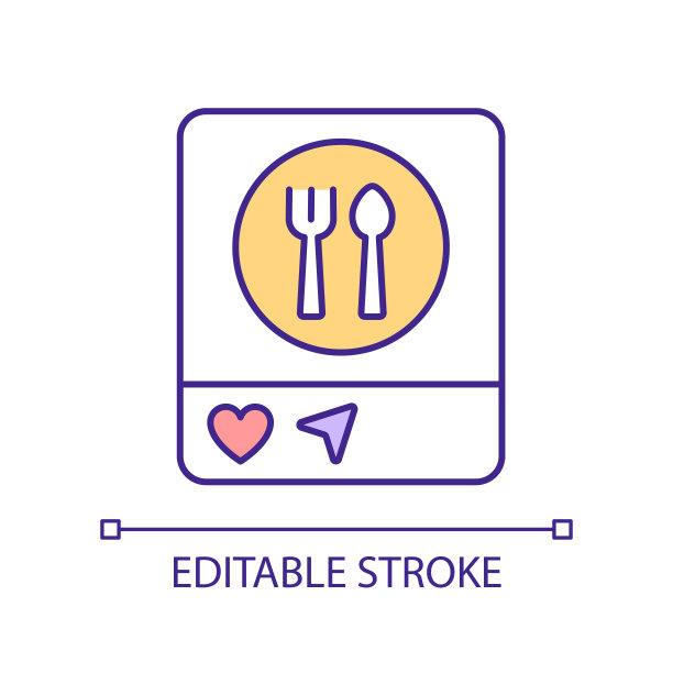 在社交媒体上推广餐厅RGB颜色图标图片下载