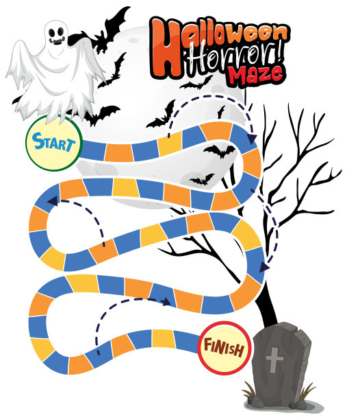 万圣节主题的蛇和梯子游戏模板图片下载