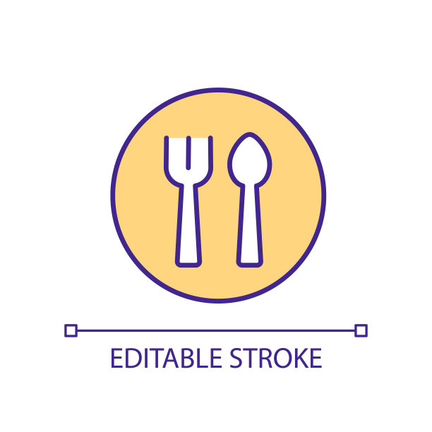 餐具带有RGB彩色图标图片下载
