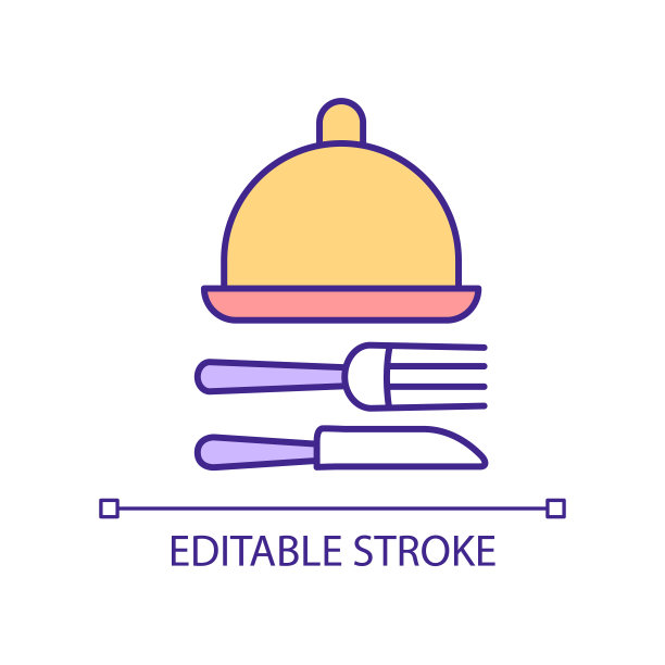 食用器皿和餐具RGB彩色图标图片下载