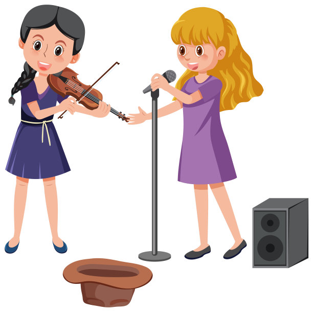 街头女艺人在街上表演图片下载