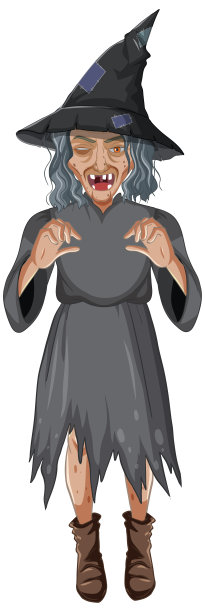 白色背景上的绿色老巫婆角色图片下载