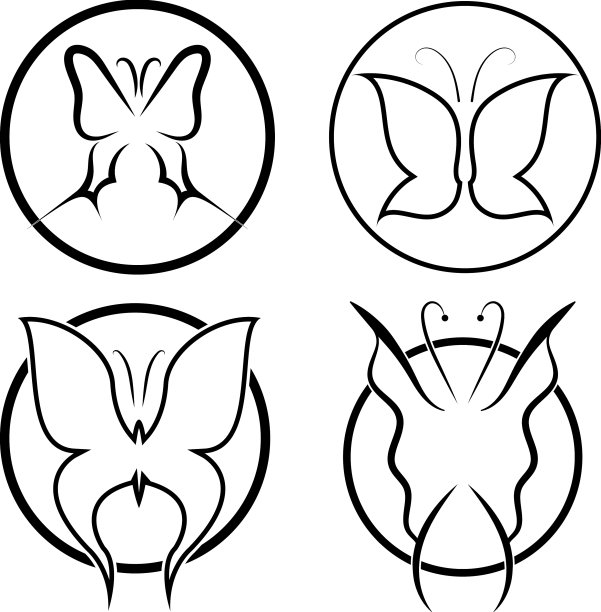 蝴蝶简约概念标志设计模板图片下载