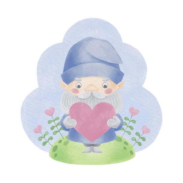 情人节侏儒水彩画侏儒图片下载