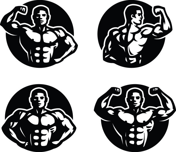 健美黑白标志集图片下载