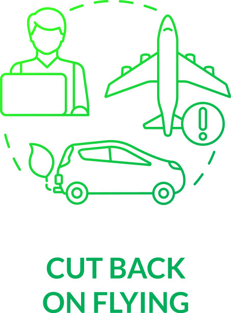 削减飞行绿色梯度的概念图标图片下载