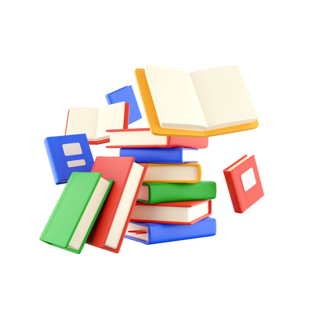 3D渲染书籍图标。彩色精装书飞在白色背景。3D渲染书籍图标在白色图片下载
