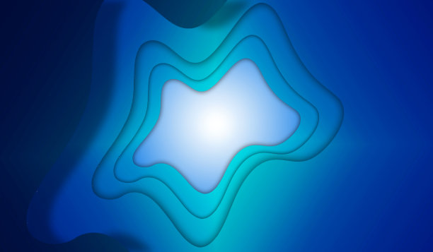 抽象现代背景与蓝色梯度波浪形状在剪纸风格。图片下载