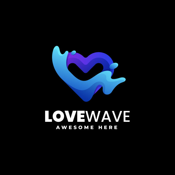 Logo爱波浪渐变五彩风格图片下载